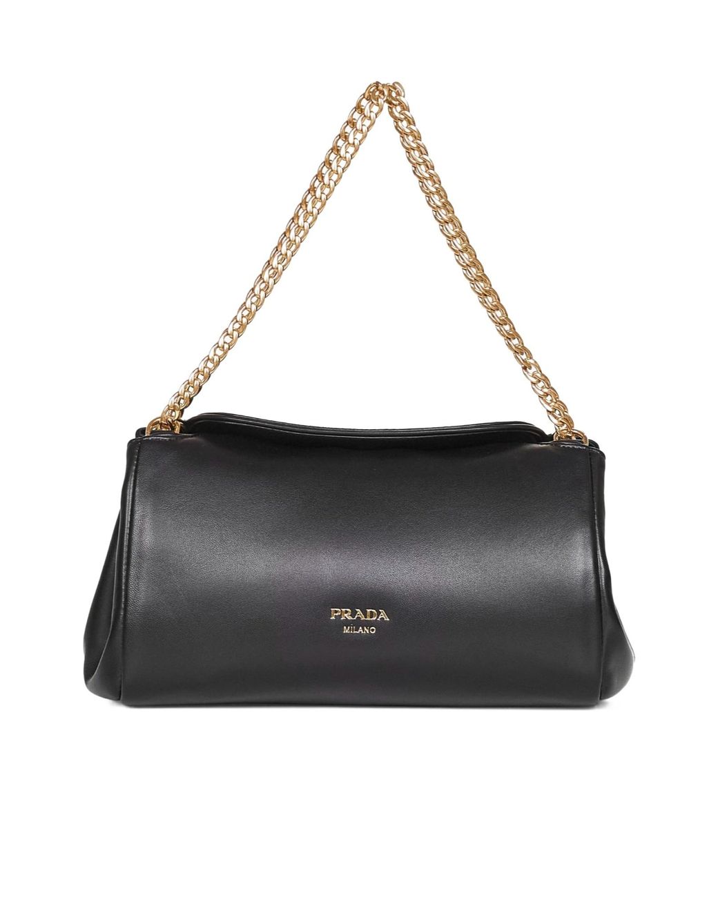 Prada Black Logo Plaque Chain-Linked Shoulder Bag