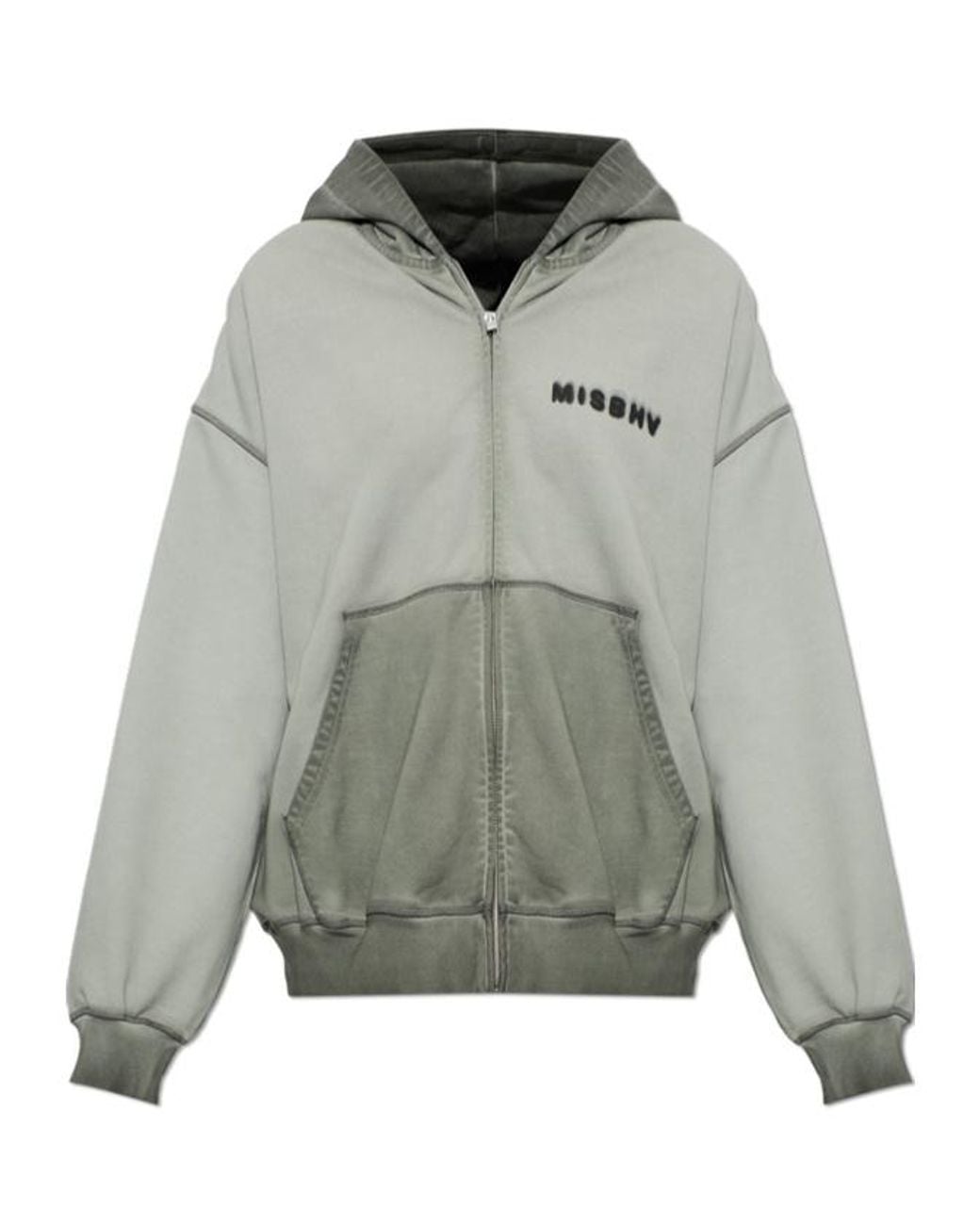 M I S B H V Gray Zip-Up Hoodie for men
