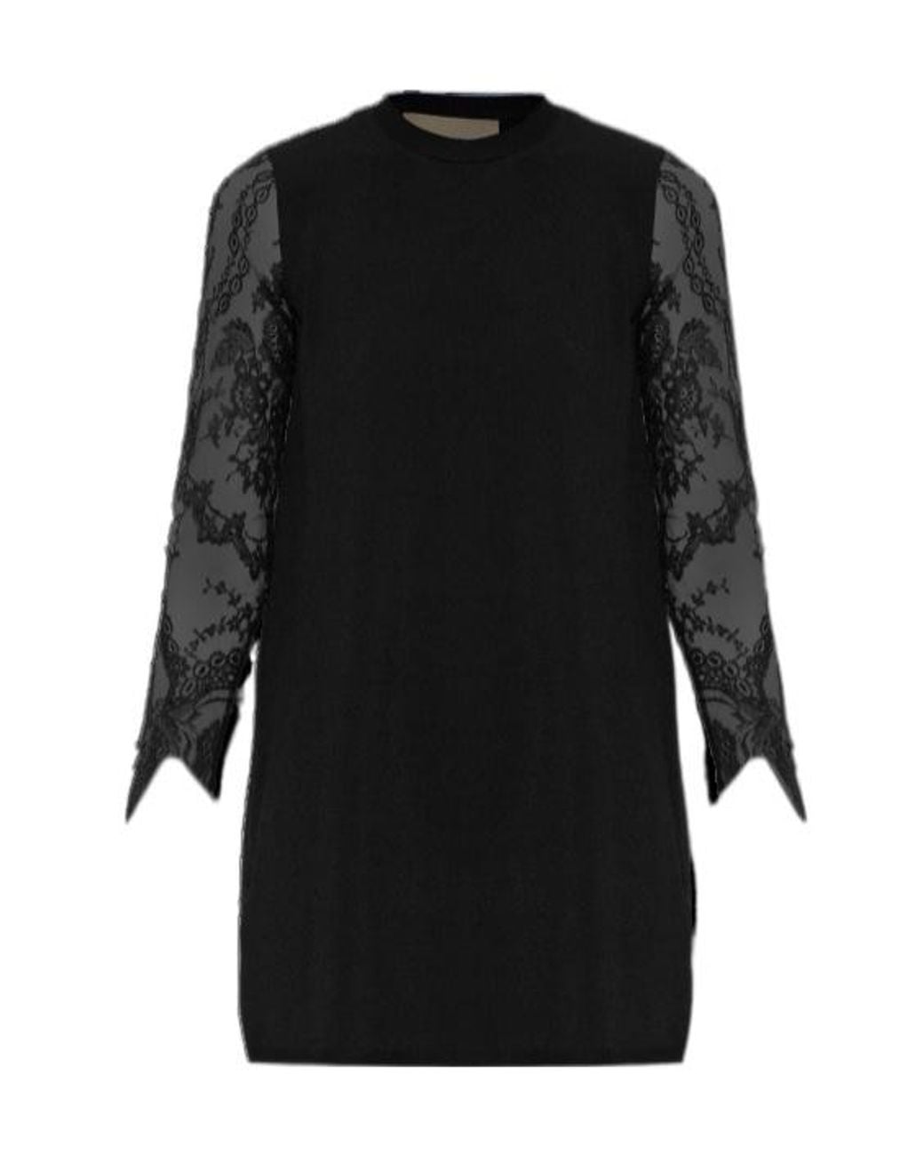 Valentino Black Round Neck Long Sleeve Dress