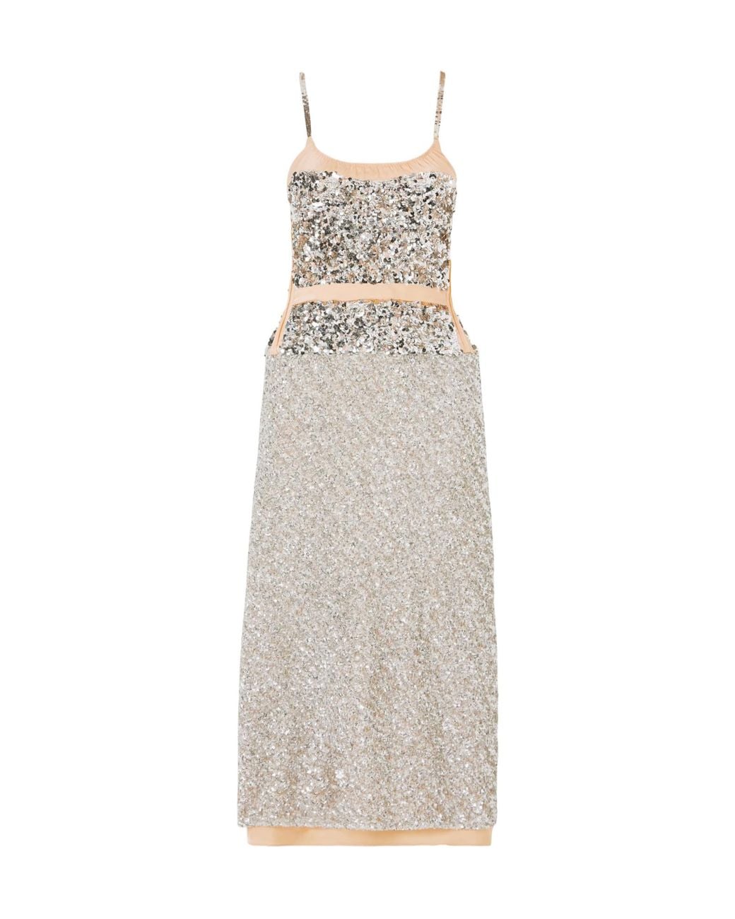Rabanne White Sequin-Embellished Strap Dress