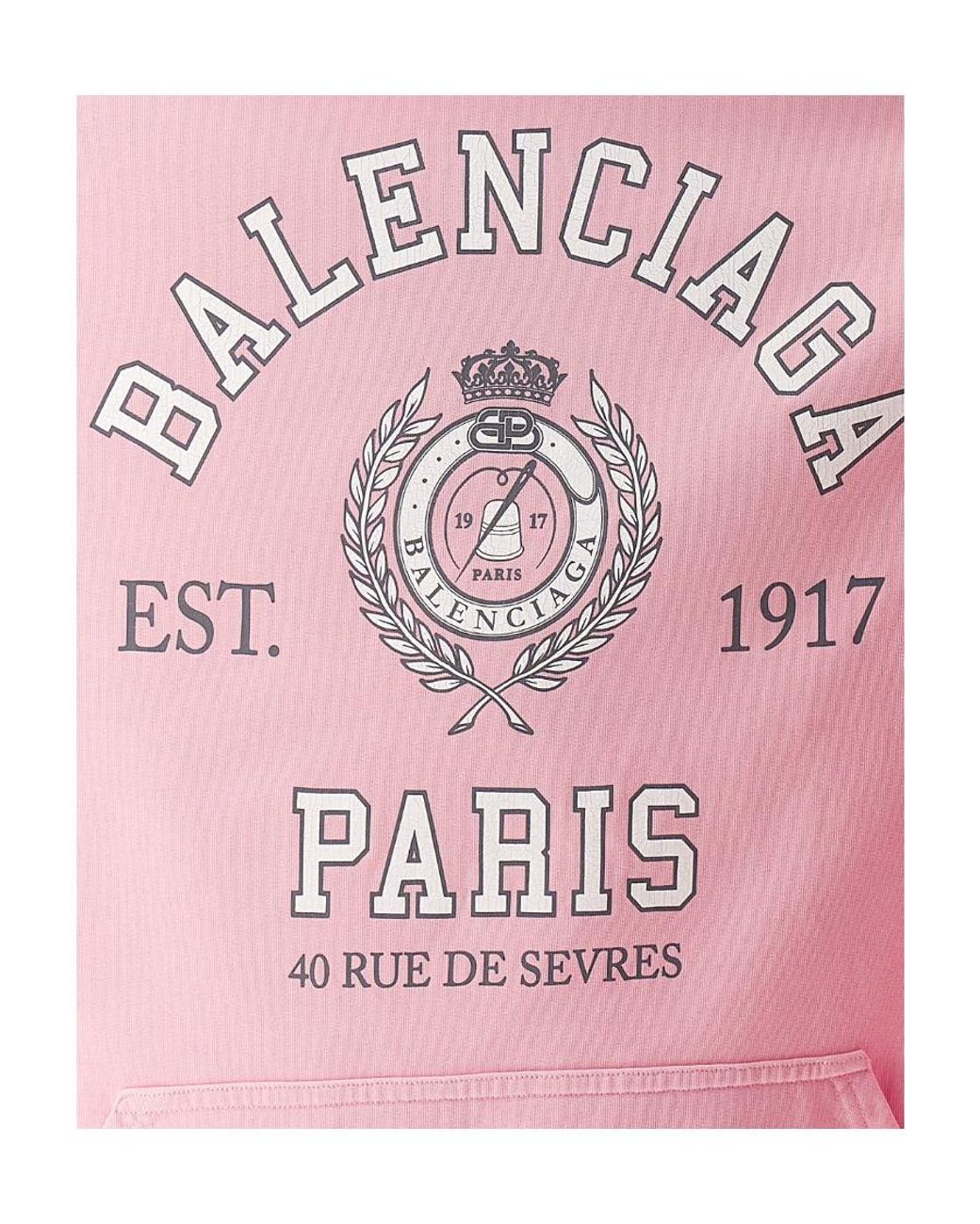 Balenciaga Pink College 1917 Printed Oversized Hoodie