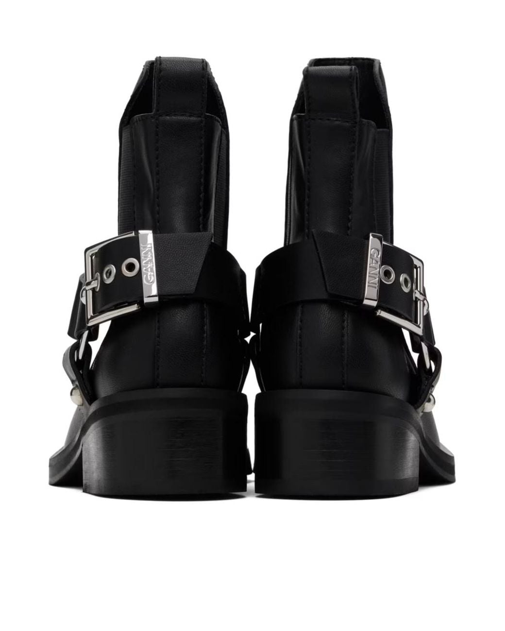 Ganni Black Low Cut Biker Chelsea Boots