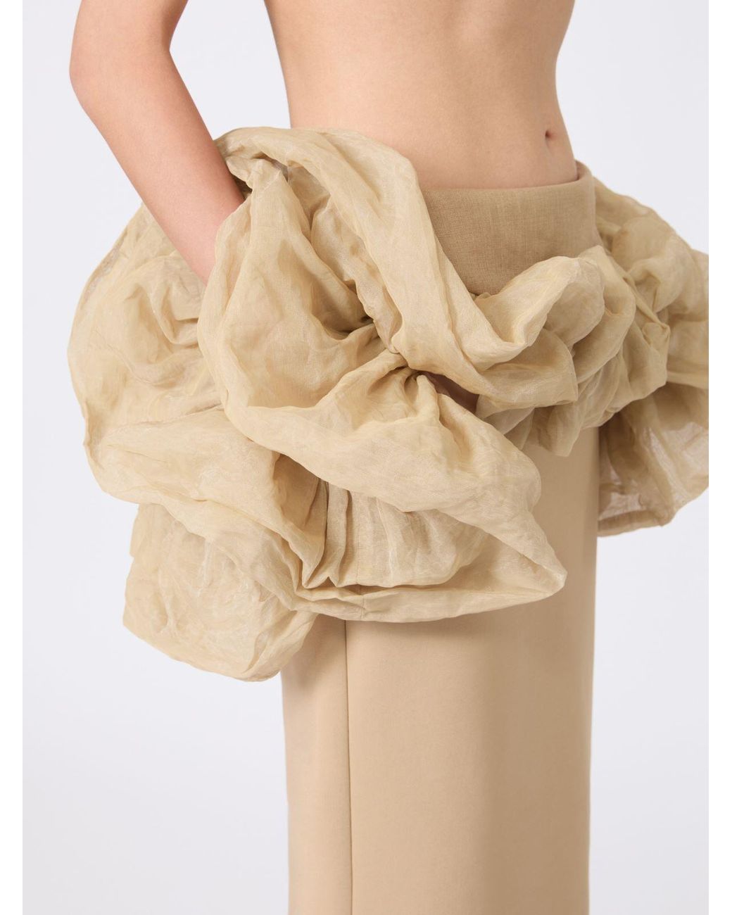 Max Mara Natural Sbaccano Ruffled Midi Skirt