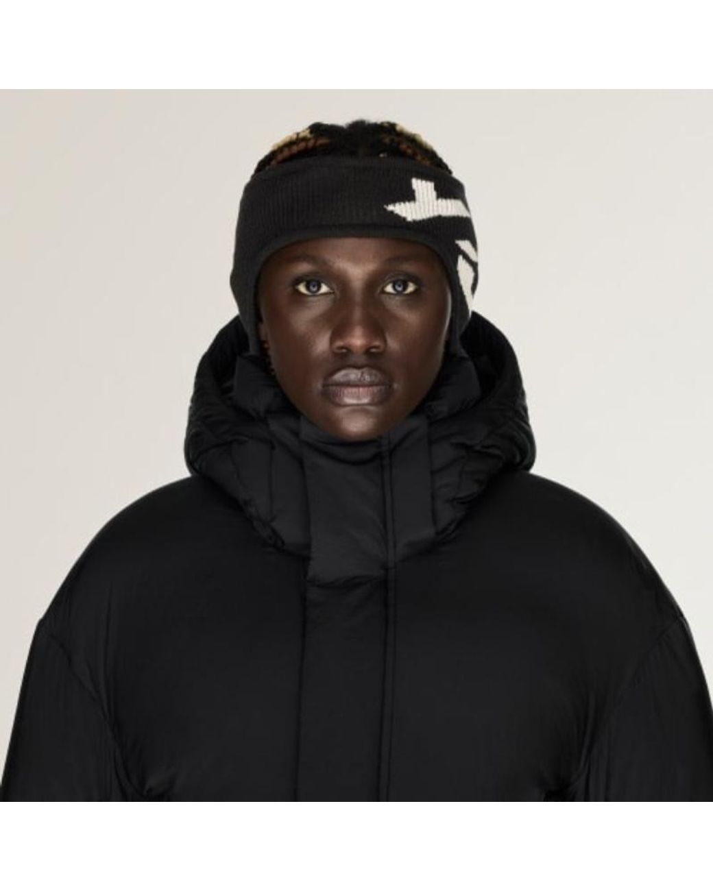 Y-3 Black X Yohji Yamamoto Logo-Intarsia Ribbed Headband for men