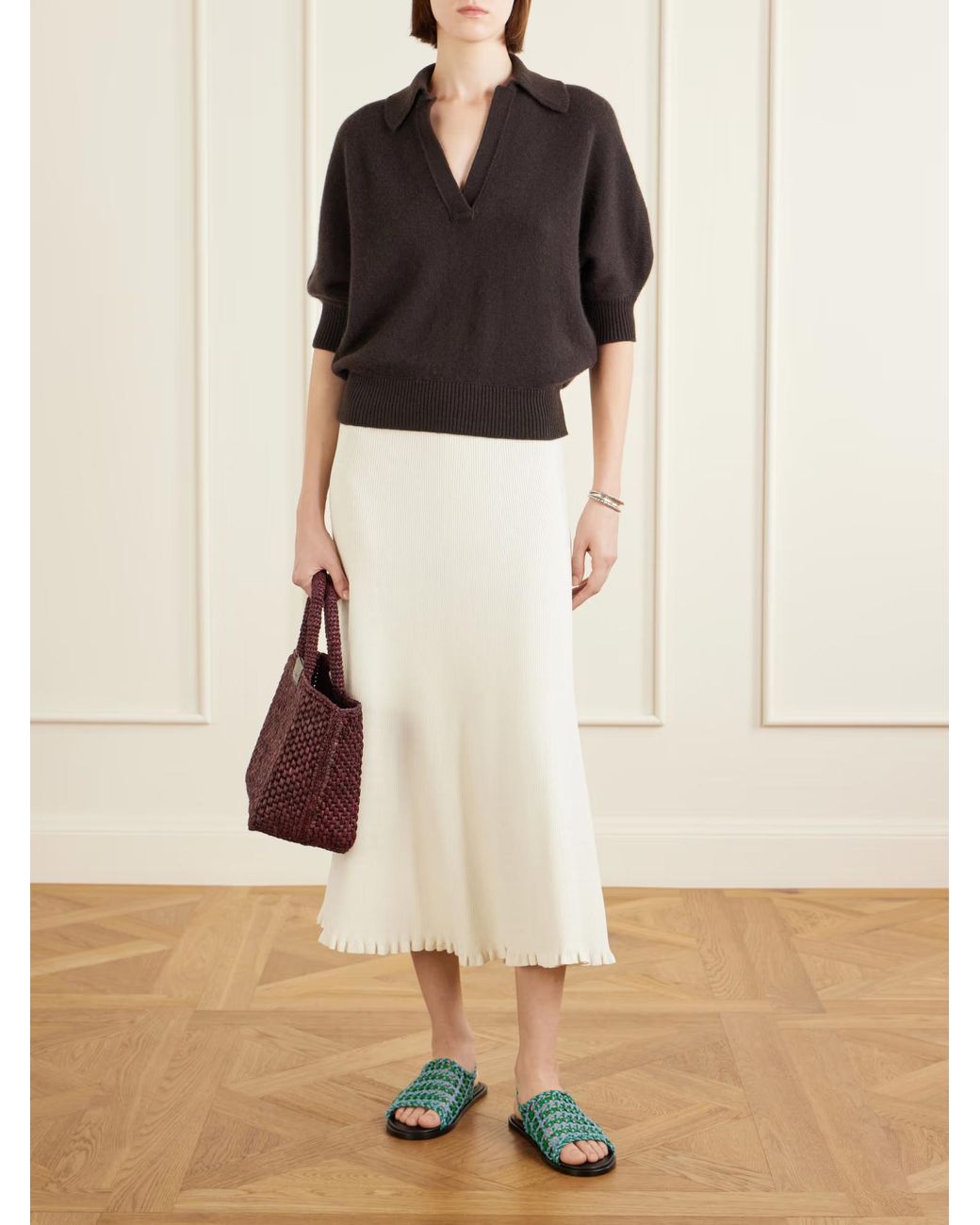 Proenza Schouler Black Vella Cashmere Polo Collar Sweater