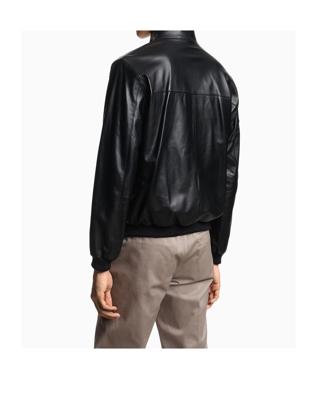 Emporio Armani Black Zip-Up High Neck Jacket for men