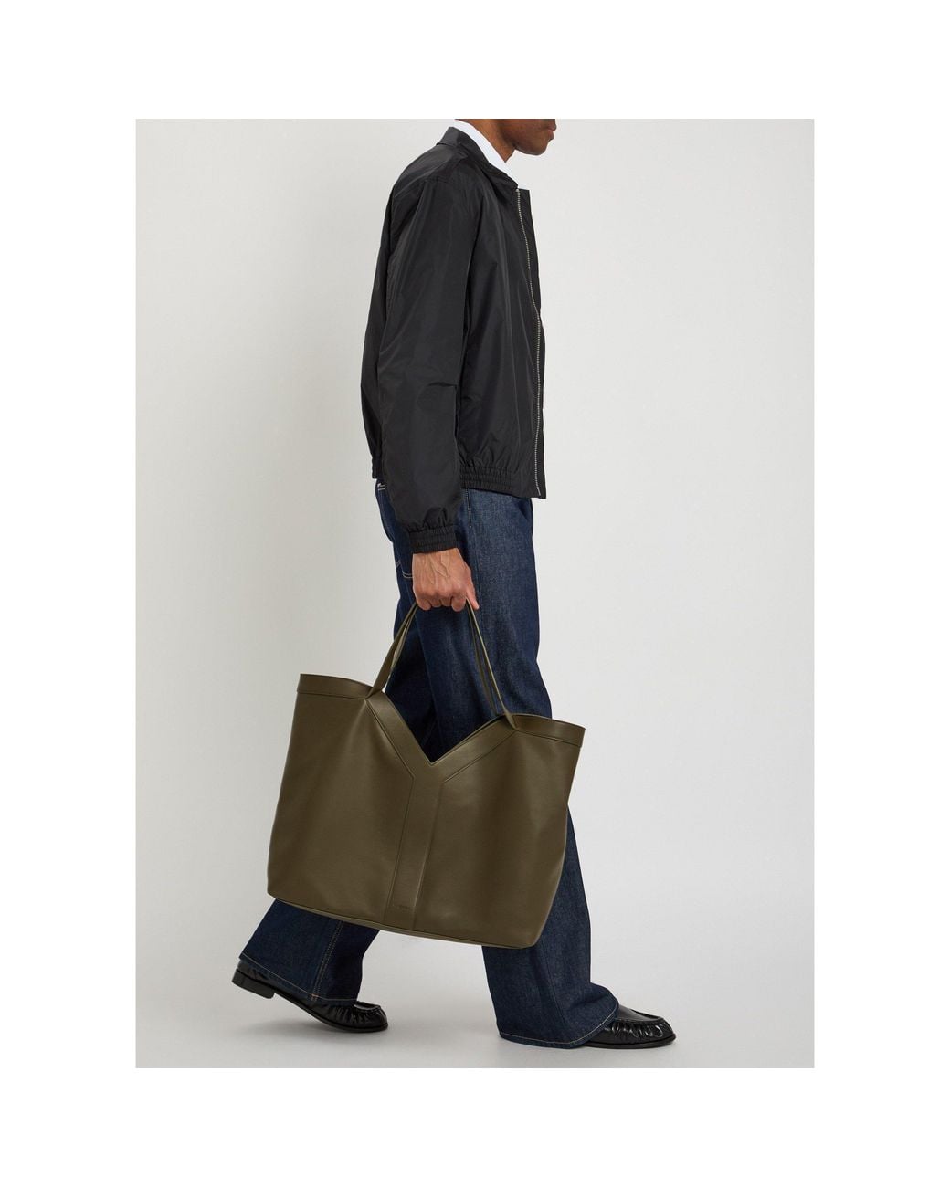 Saint Laurent Green Leather Tote Bag for men