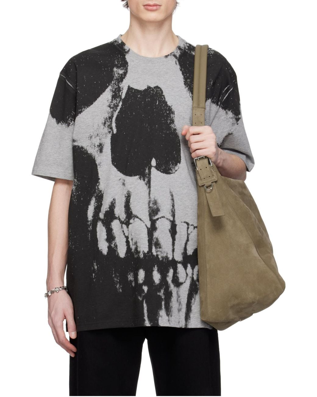 McQueen Black Skull Graphic T-Shirt For for men
