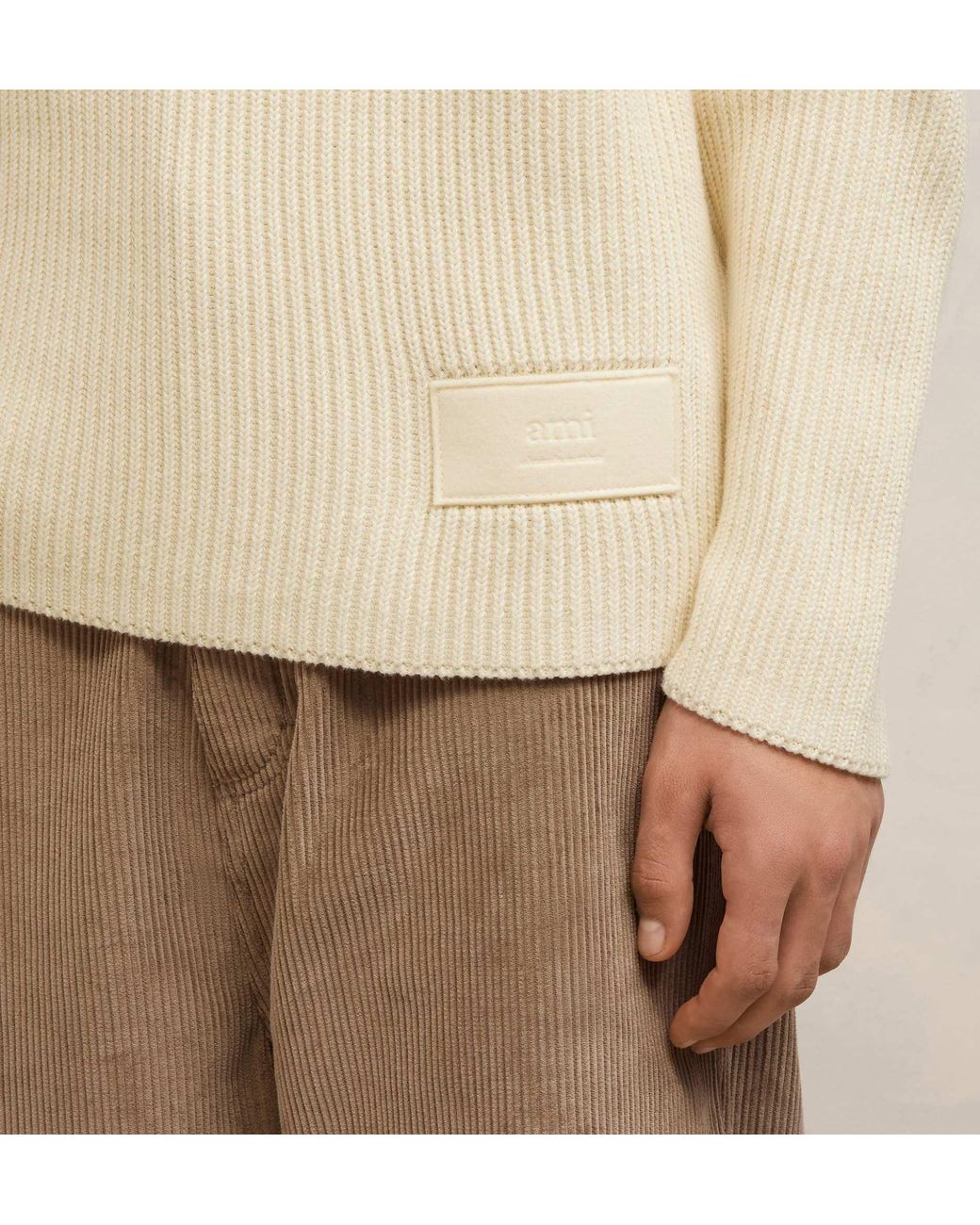 AMI Natural Ami Crewneck Knitted Jumper for men