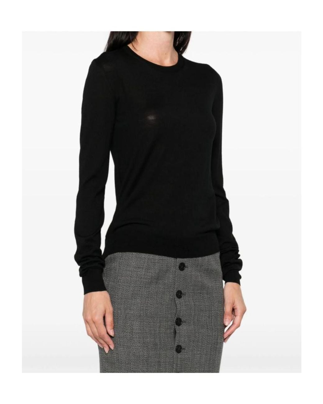 Saint Laurent Black Cassandre Crewneck Jumper