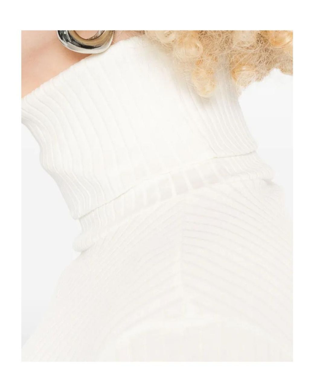 Re/done White Ribbed Roll-Neck Top