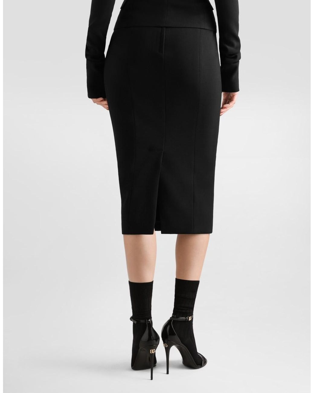 Dolce & Gabbana Black High-Waist Midi Skirt