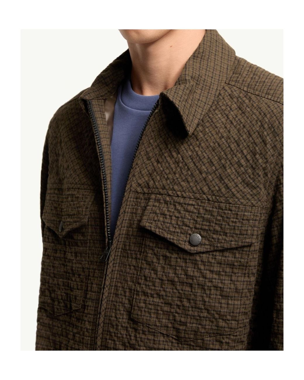 Moncler Green Micro Madras Flannel Shirt Jacket for men