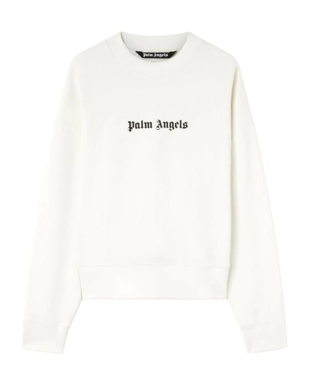 Palm Angels White Logo-Printed Crewneck Sweatshirt for men