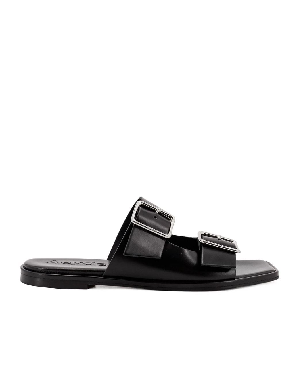 Aeyde Black Tonya Double-Strap Sandals