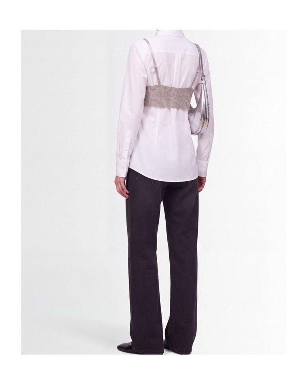 GIUSEPPE DI MORABITO White Cotton Poplin Shirt With Crystal Top