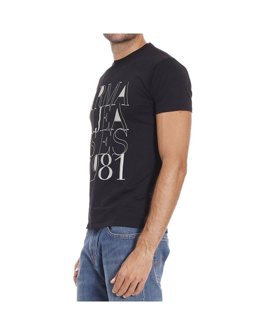 Armani Jeans Black Logo Details T-Shirt for men