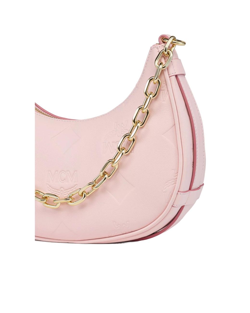 MCM Pink Aren Crescent Hobo Bag