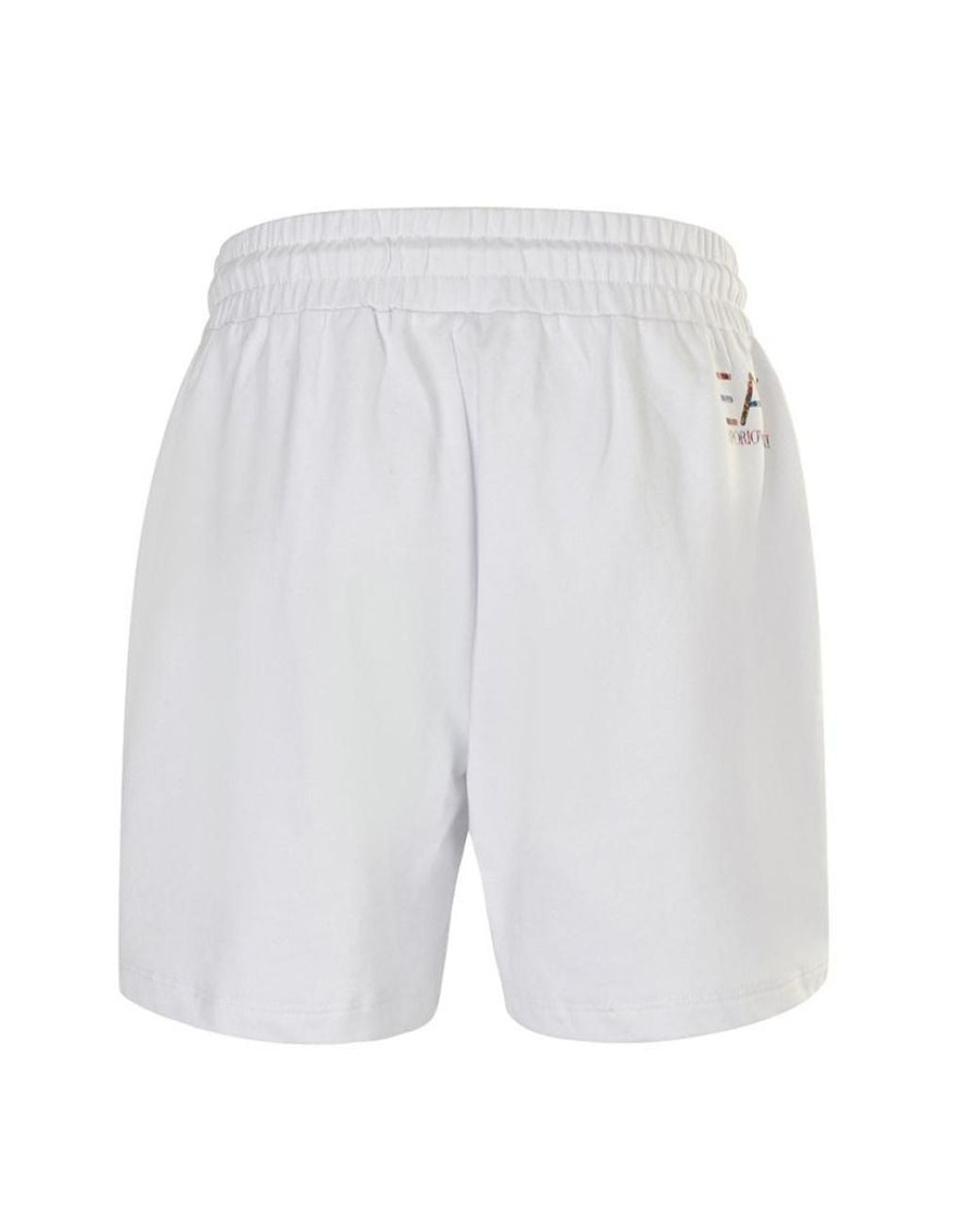EA7 White Logo Drawstring Sports Shorts