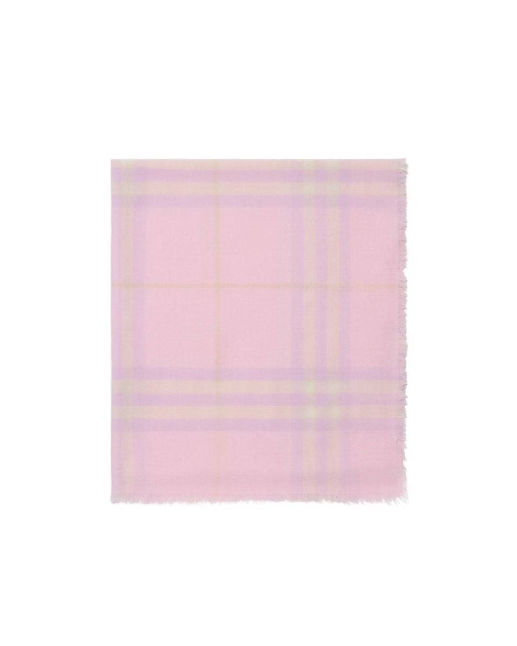 Burberry Pink Check Pattern Frayed-Edge Scarf