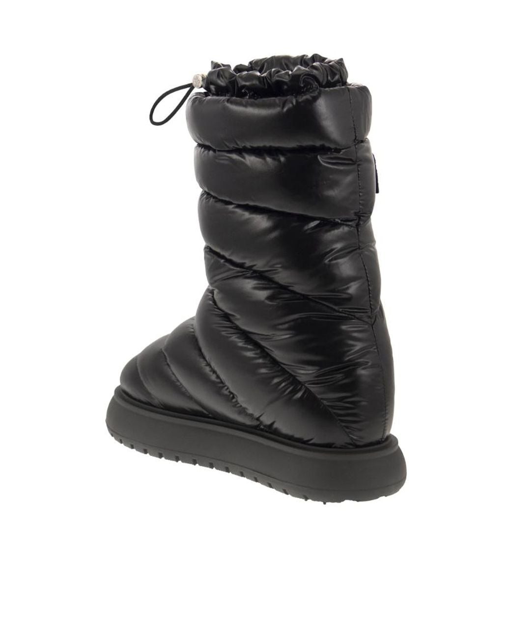 Moncler Black Logo Motif Patch Puffer Boots