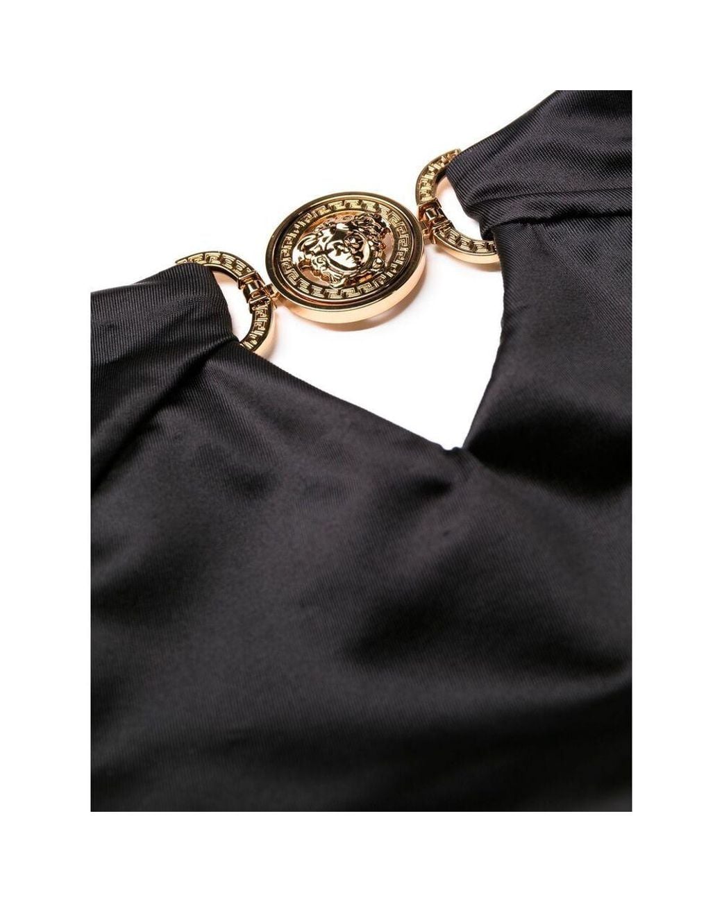 Versace Black Logo Detailed Cut-Out Swimsuit