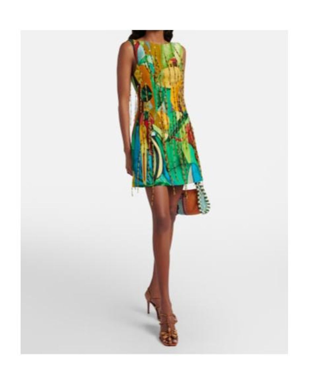 ALÉMAIS Green Mokshini Beaded Linen-Blend Minidress
