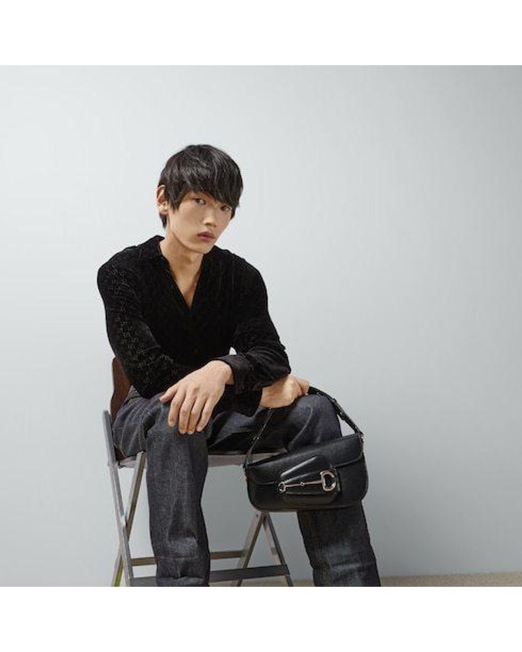 Gucci Black Horsebit 1955 Shoulder Bag for men