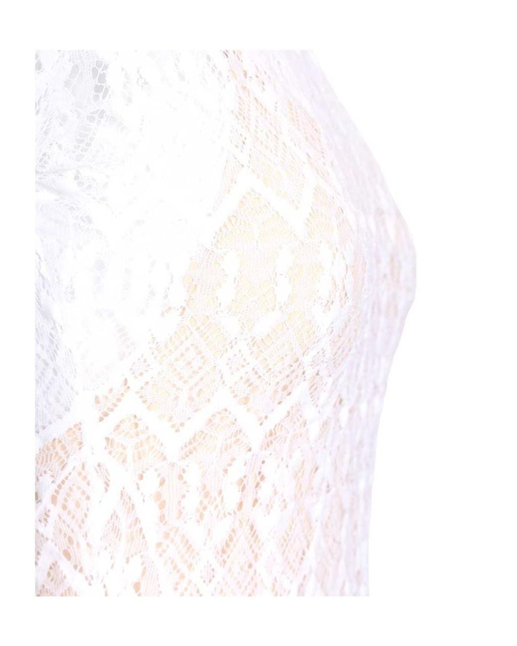 Forte_forte White Stretch Lace Long Sleeve Dress