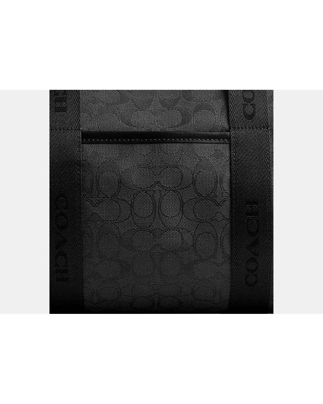 COACH Black Signature Jacquard Theo Duffle Bag for men