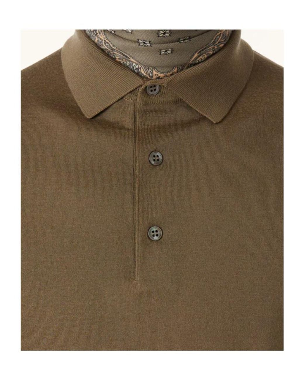 Loro Piana Green Long-Sleeve Polo-Collar Sweater for men