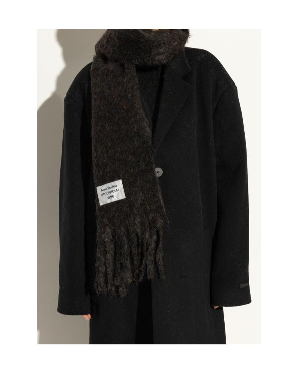 Acne Black Fringed Scarf for men