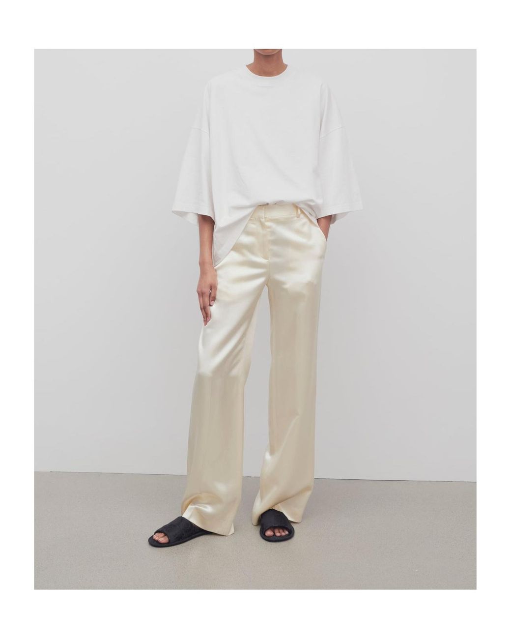 The Row Natural Encore Straight-Leg Satin Pants
