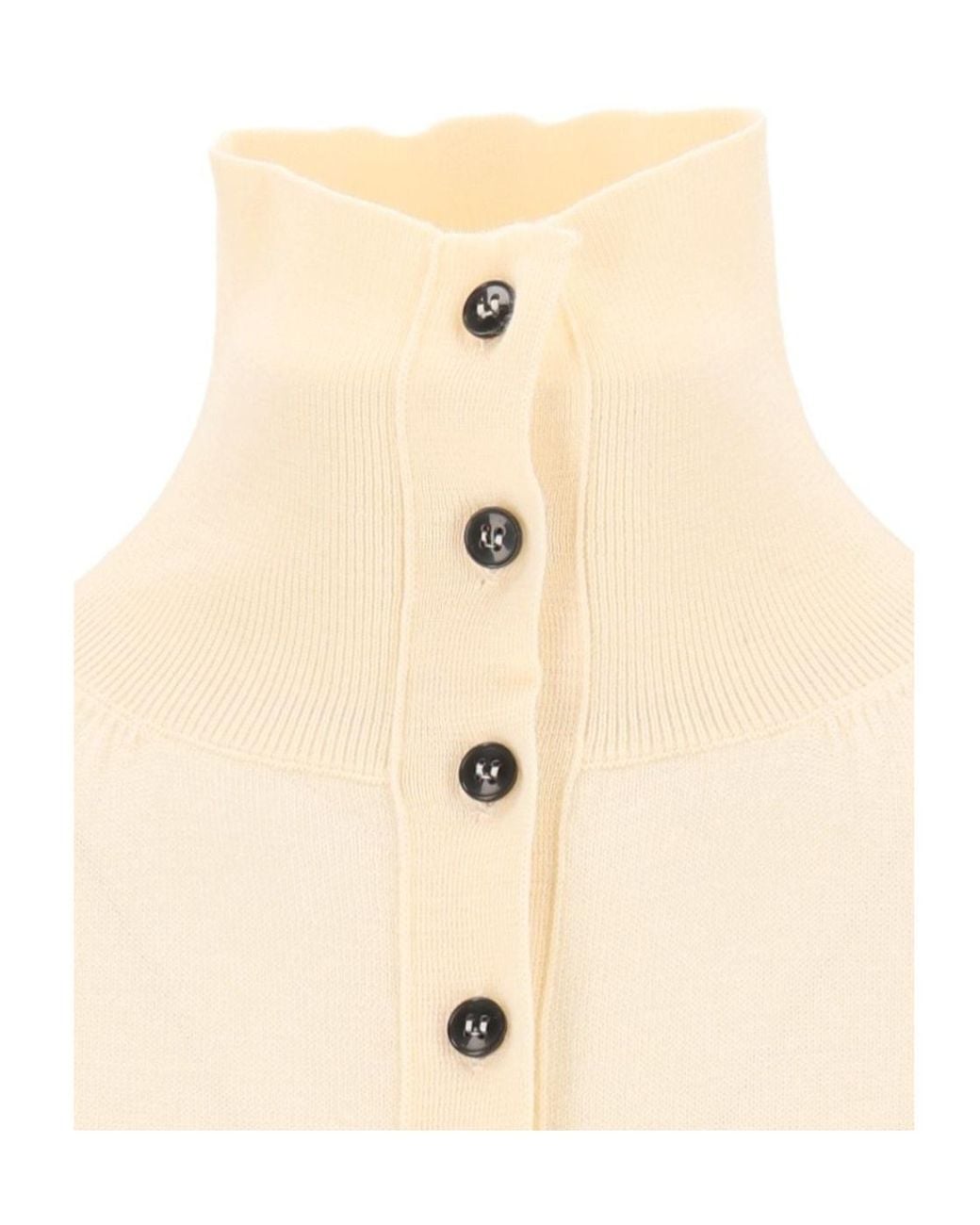 Barena Natural Zea Piuma Buttoned High-Neck Knitted Sweater