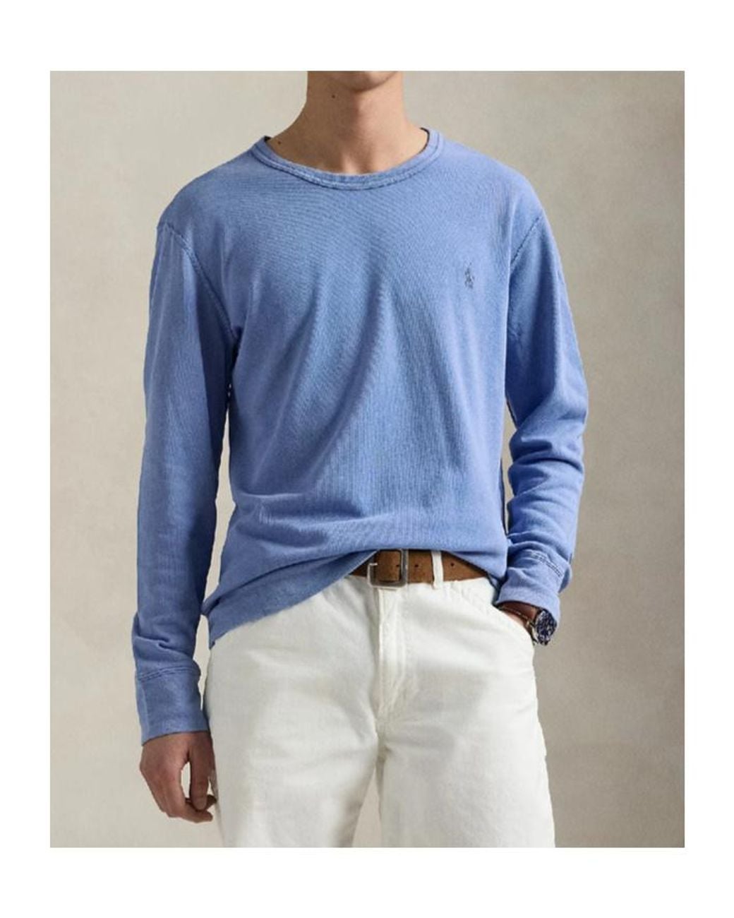 Polo Ralph Lauren Blue Logo Embroidered Crewneck Sweatshirt for men