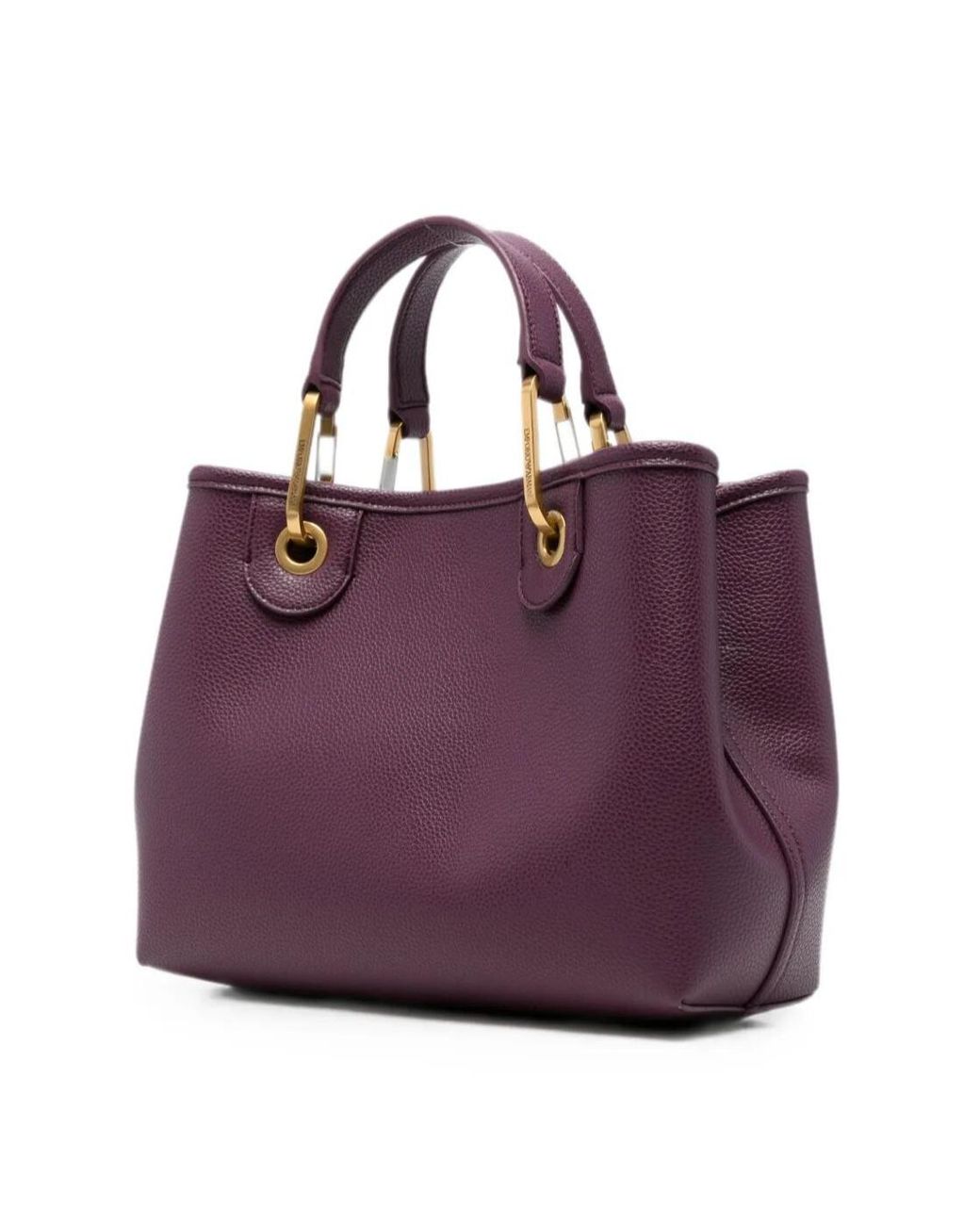 Emporio Armani Purple Myea Logo-Print Pebbled Tote Bag