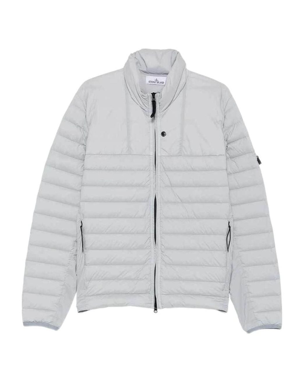 Stone Island Gray Quilted Logo-Patch Jacket for men