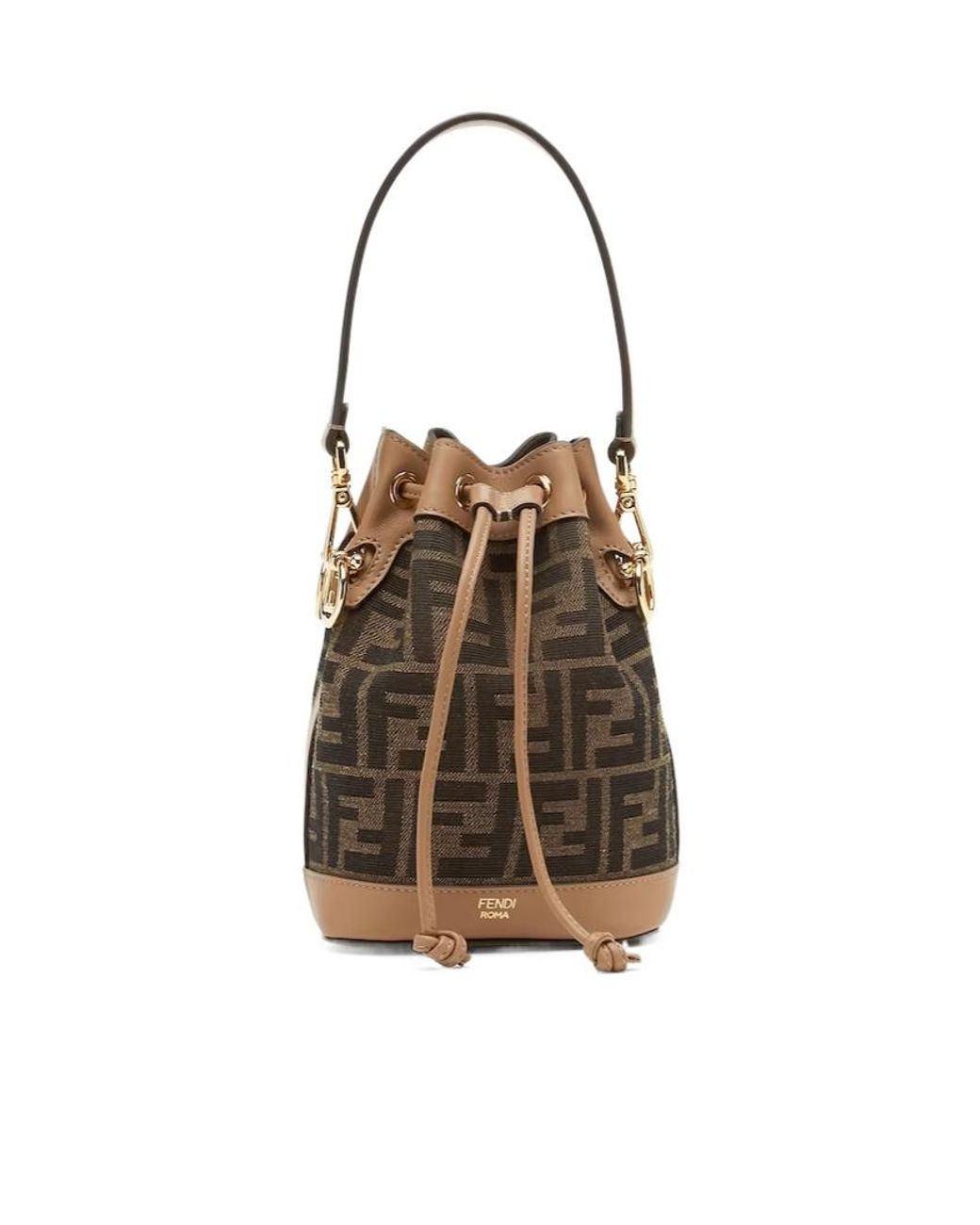 Fendi Brown Mon Tresor Ff Jacquard Bucket Bag