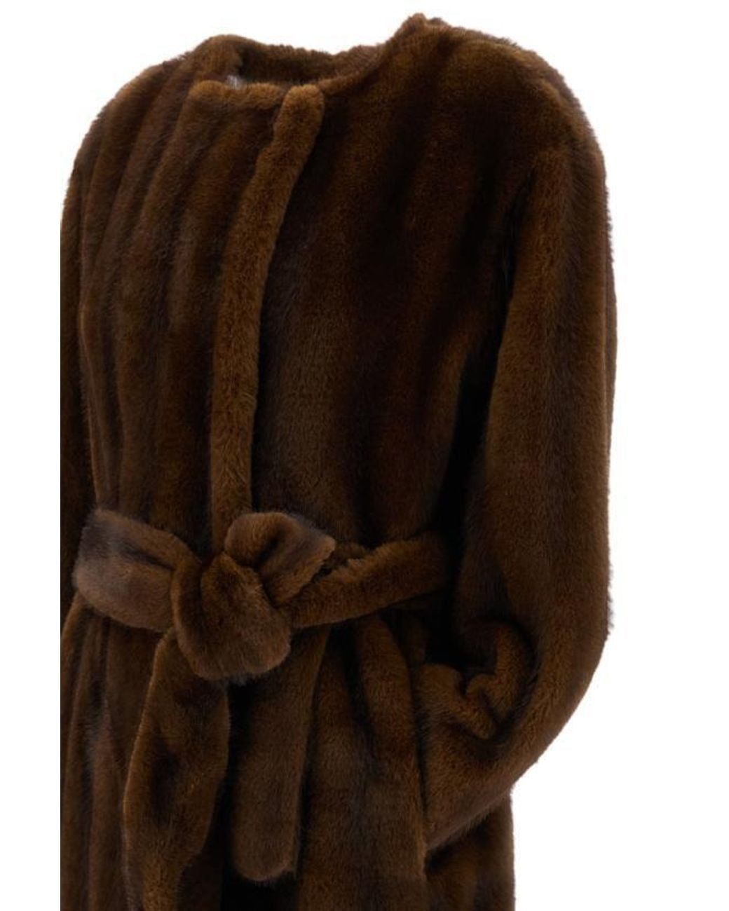 Stand Studio Brown Miranda Open Front Faux-Fur Coat
