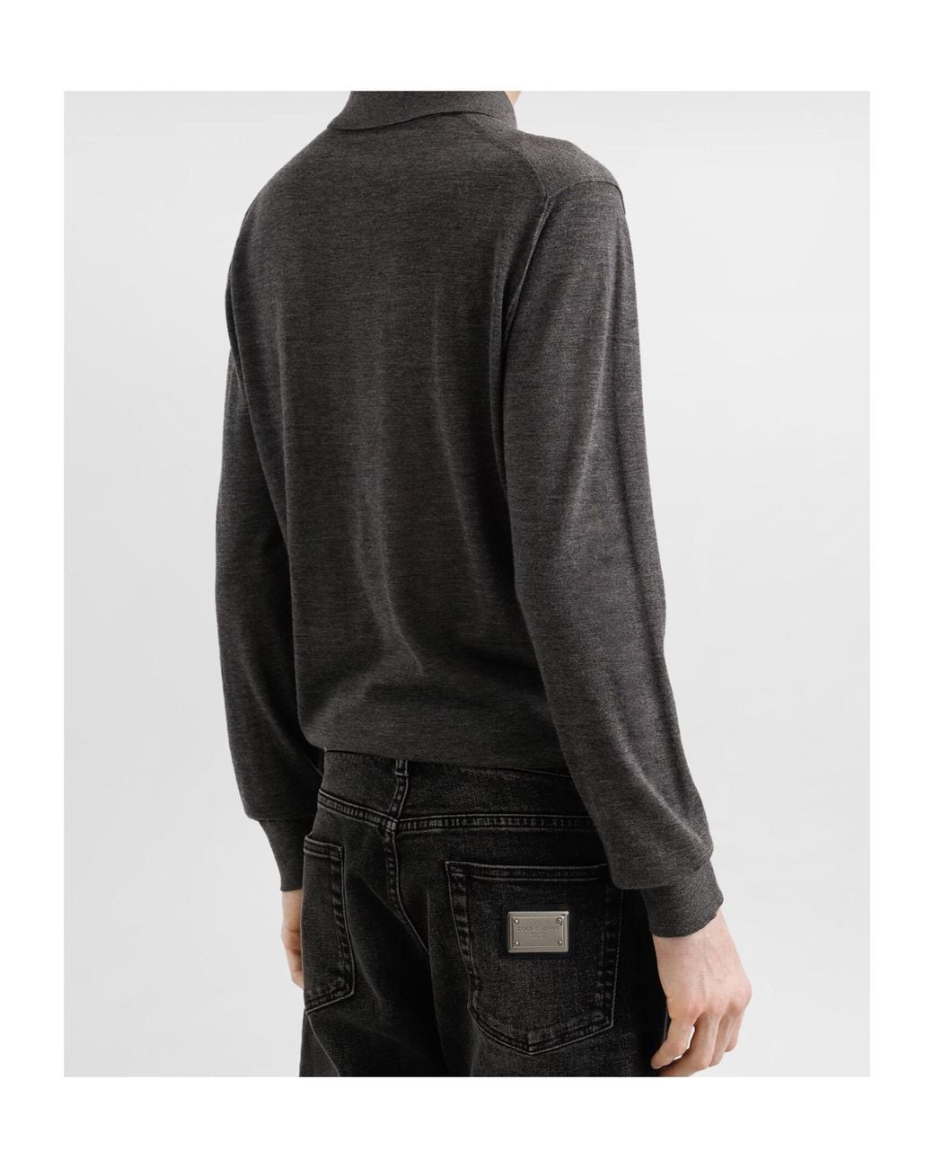 Dolce & Gabbana Gray Long-Sleeve Polo Shirt for men