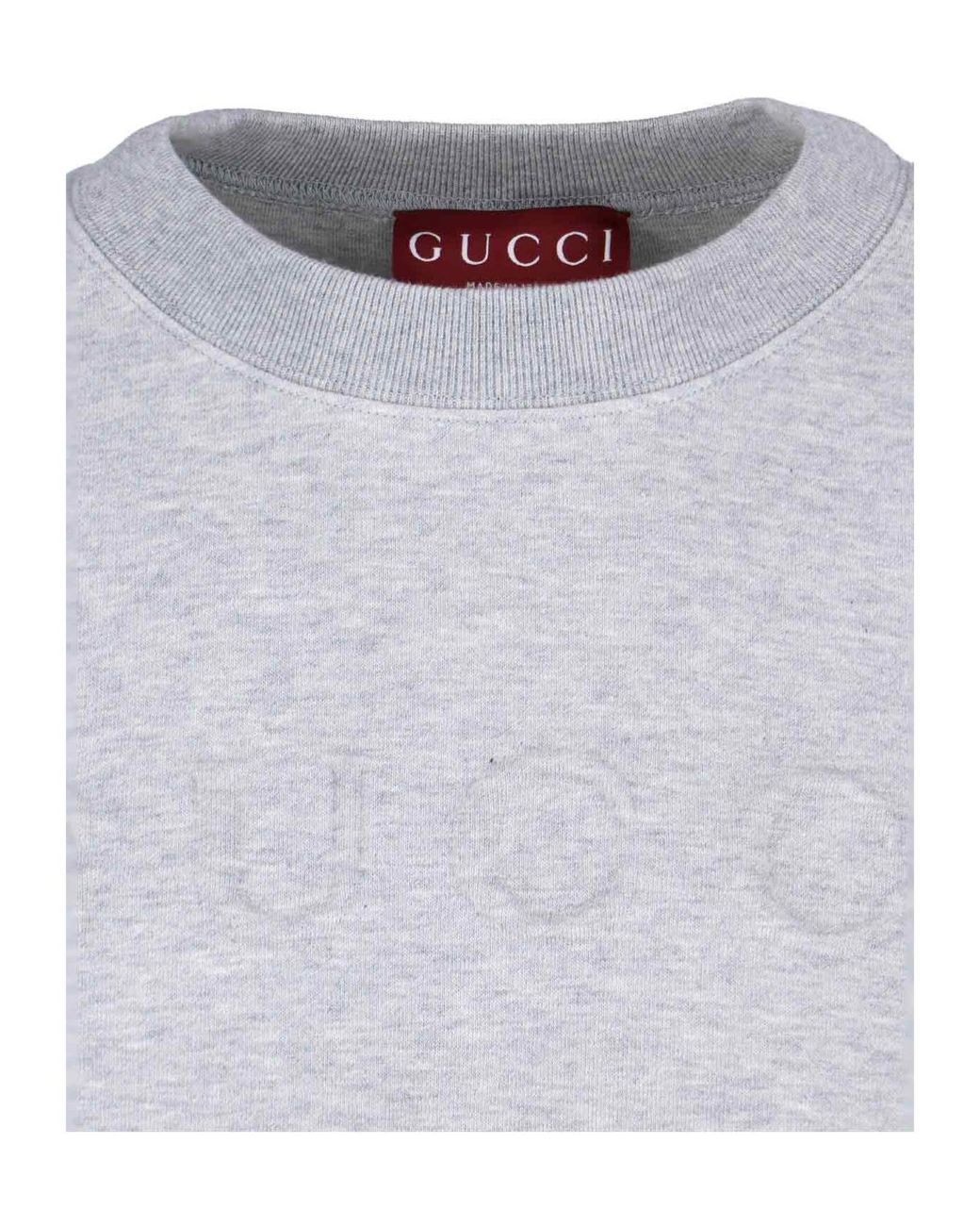 Gucci White Embossed Jersey Sweatshirt for men