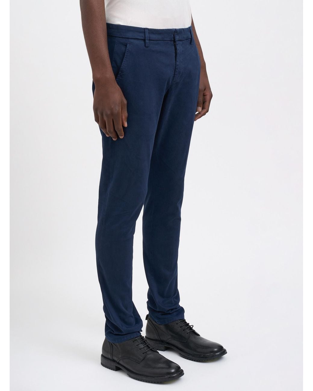 Dondup Blue Tapered-Fit Casual Trousers With Zip Details for men
