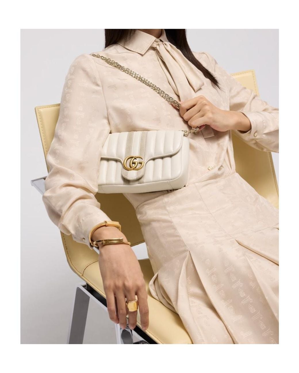Gucci Natural Jetset Gg Marmont Small Shoulder Bag
