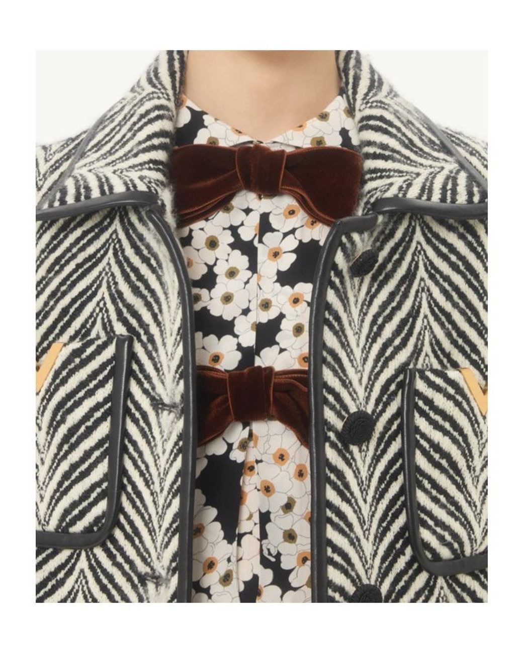 Valentino Gray Printed Single-Breasted Coat