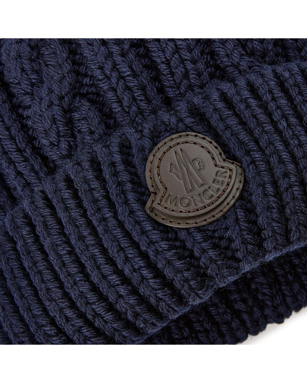 Moncler Blue Cable Knit Beanie for men