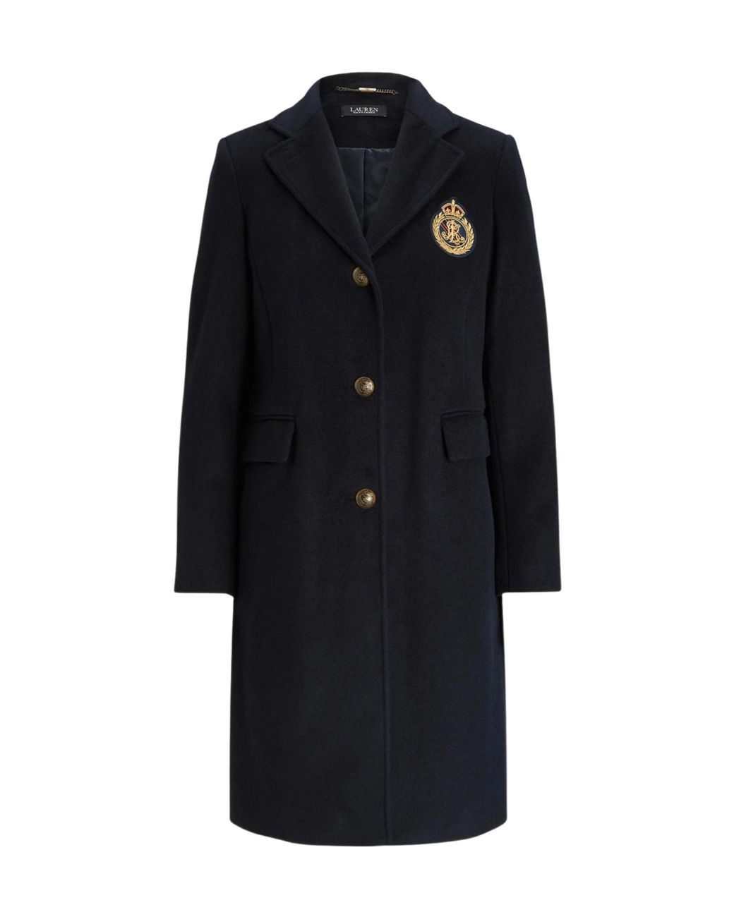 Ralph Lauren Blue Lauren Crested Buttoned Coat