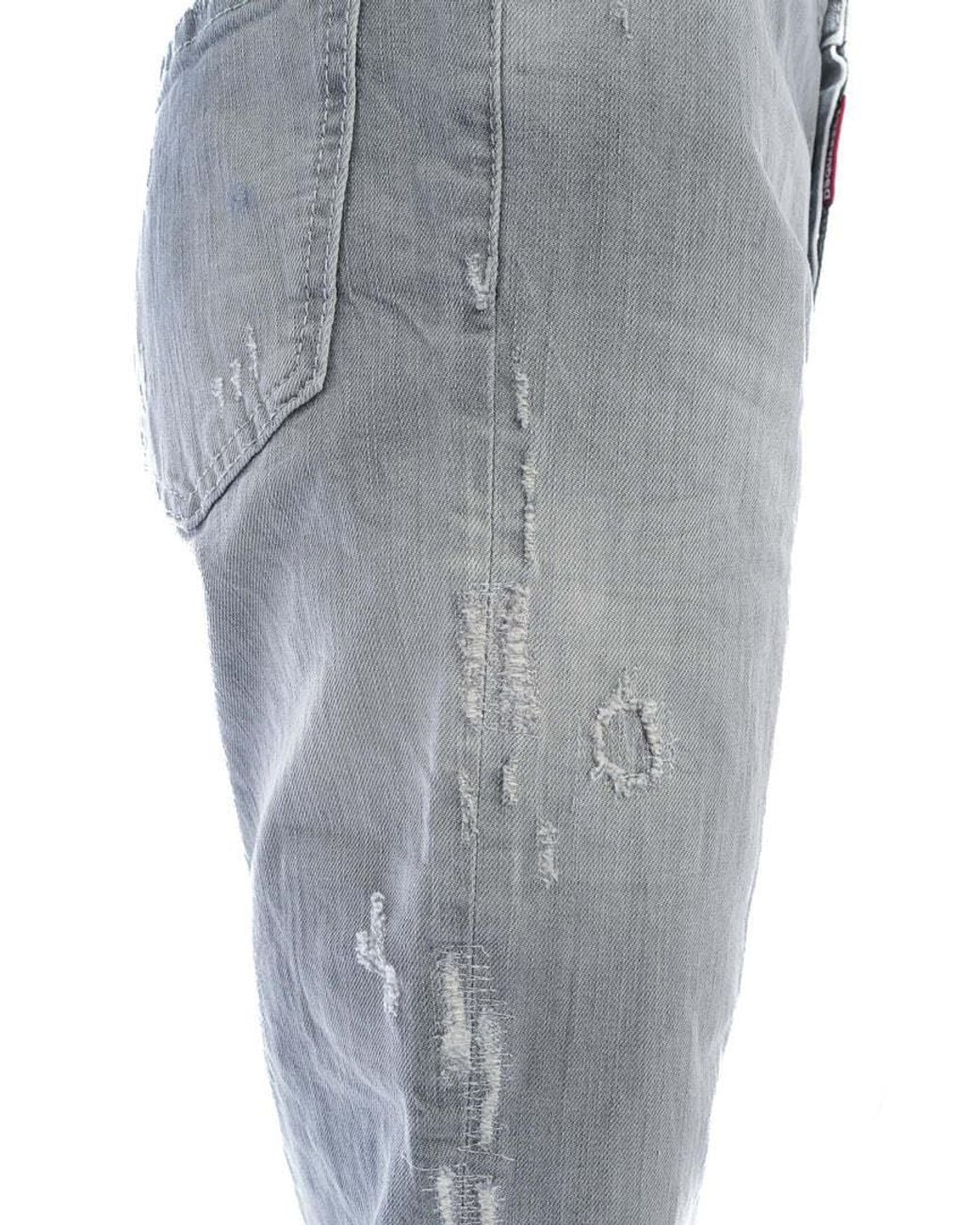 DSquared² Gray Distressed Cropped Jeans