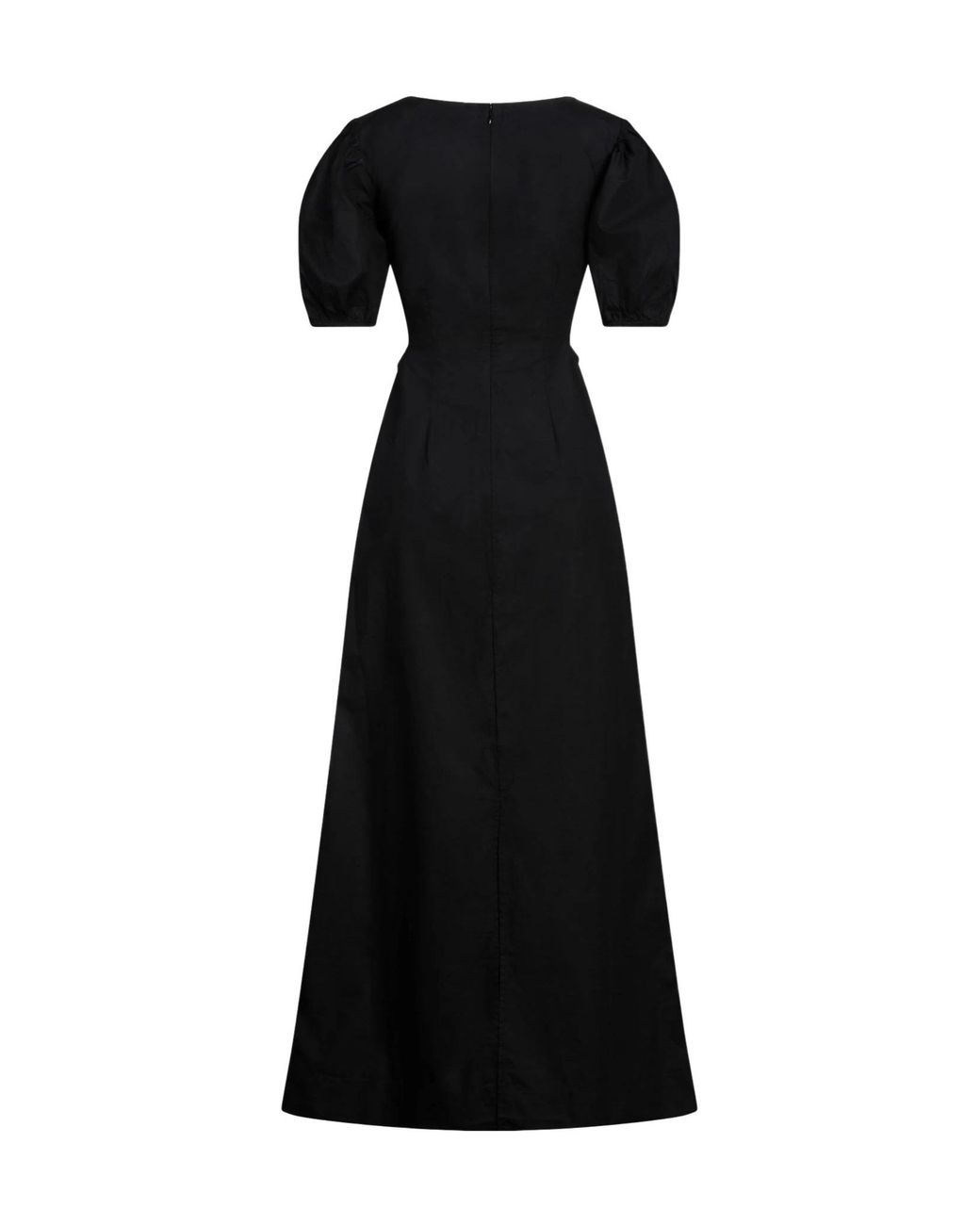 Ganni Black Elegant Solid Color Short Sleeve Midi Dress