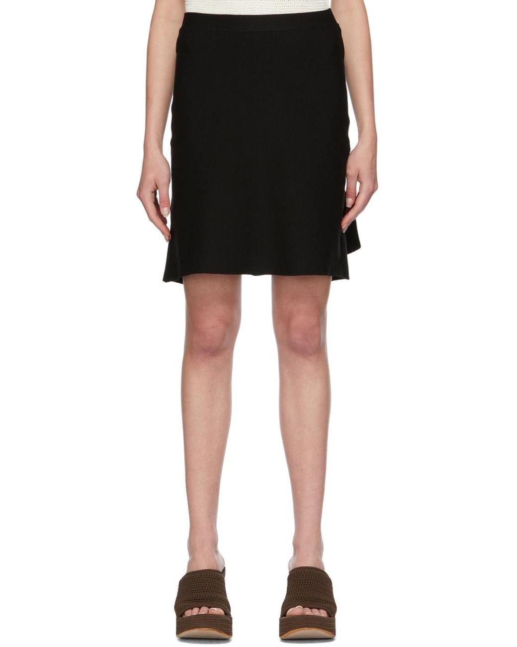Bottega Veneta Black A-Line Ruffled Skirt