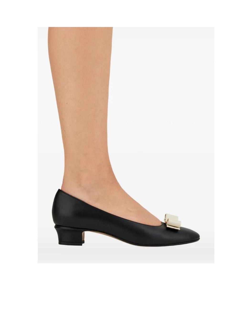 Ferragamo Black Vara Bow Block Heel Pump